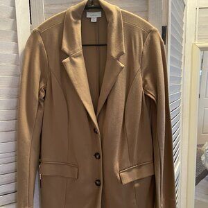 Blazer J Jill Tan Ponte Knit 3 Button XS Petite